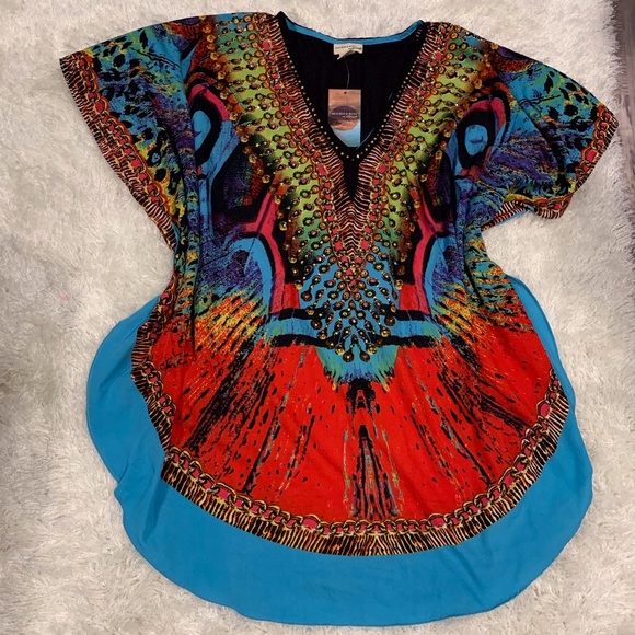 Beaches & Boho Other - NEW  Colorful Rhinestone Beach Caftan